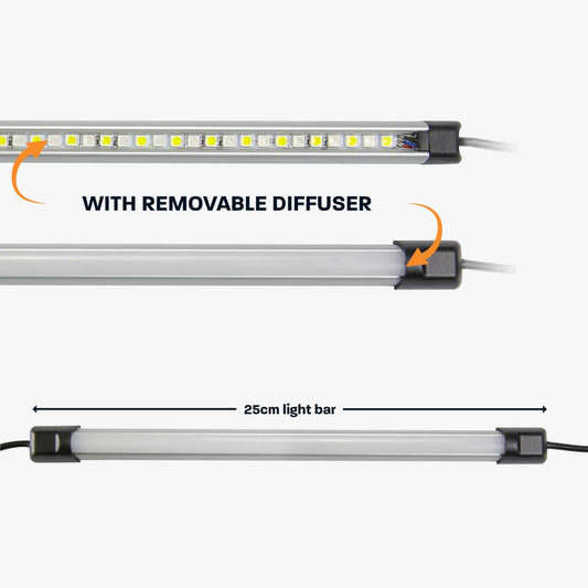 Hard Korr 25Cm Super Bright Led Light Bar Orange/White Diffuser