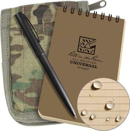 Rite in the Rain Top Spiral Kits 3 X 5 - Universal - Tan Polydura Notebook / Multicam Cordura Cover