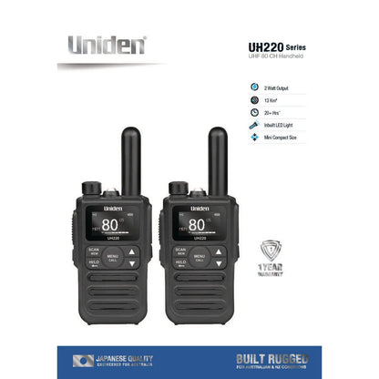 Uniden 2 Watt Handheld Uhf Radio Twin Pack