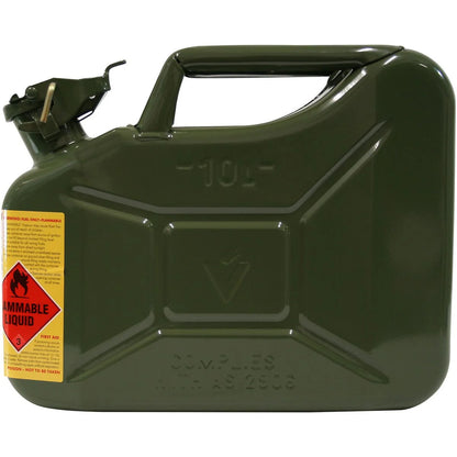 Proquip 10L Army Green Metal Fuel Jerry Can