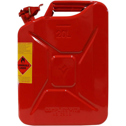 Proquip 20L Red Metal Unleaded Fuel Jerry Can