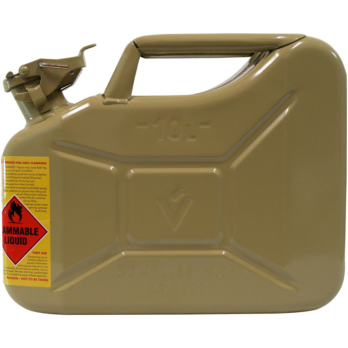 Proquip 10L Olive Yellow Metal Fuel Jerry Can