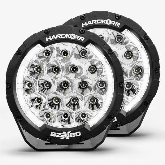 Hard Korr Bzrx Series 7'' Round Driving Light Pair - 1 Lux @ 1150M Pair