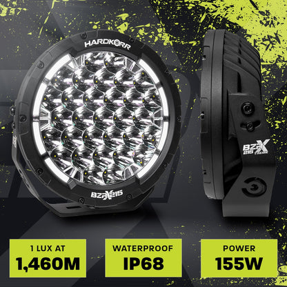 Hard Korr Bzrx Series 9'' Round Driving Light Pair - 1 Lux @ 1460M Pair