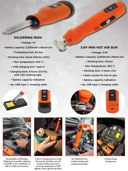 Jaylec Rechargeable Soldering Iron & Heatshrink Gun Kit