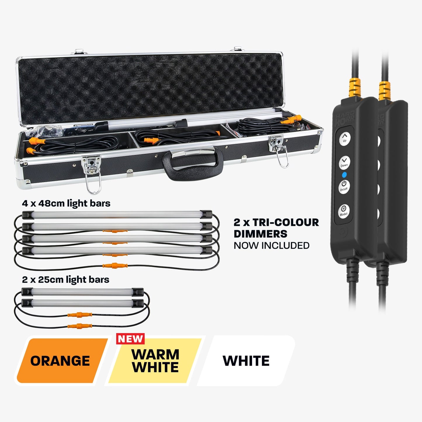 Hard Korr 6 Bar Orange/White Led Camp Light Kit With Diffusers